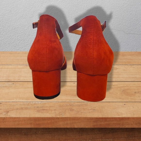 C Est 1946 rust block-heel d'orsay shoes with ankle strap, size 11 NWOT - Picture 2 of 9